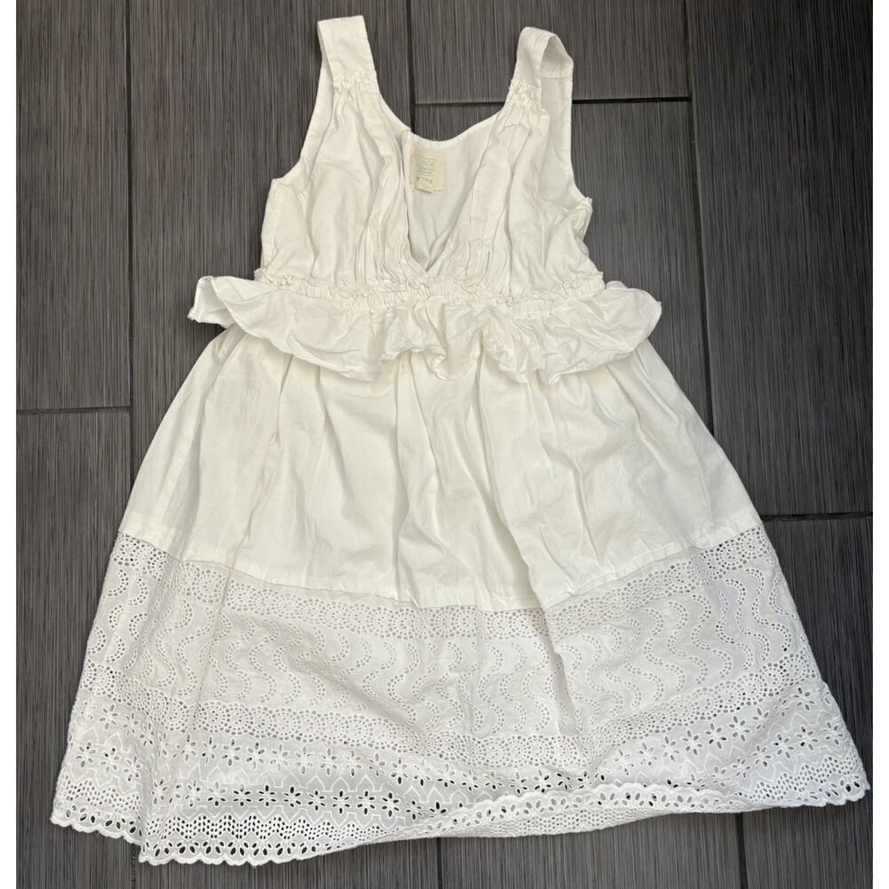 Voyage Mediterranee Mykonos White Cotton Eyelet Dress Medium Coastal Boho Beach